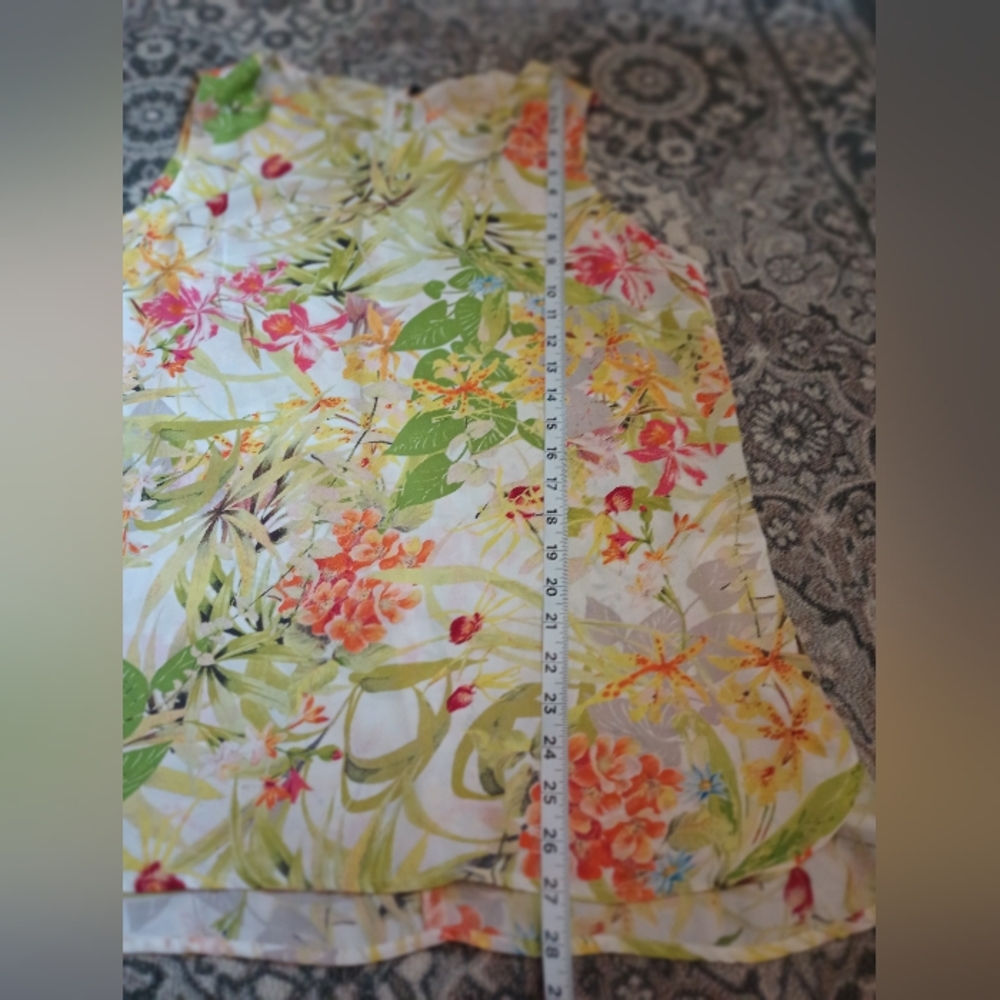 Rose Olive Tropical Floral Sleeveless Blouse Top 1X Green Flowy Office Summer - Picture 9 of 9